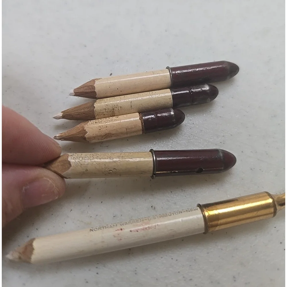 Lot of 5 Vintage Cutex White Nail Tip Bullet‎ Pencil Manicure Pedicure Tools